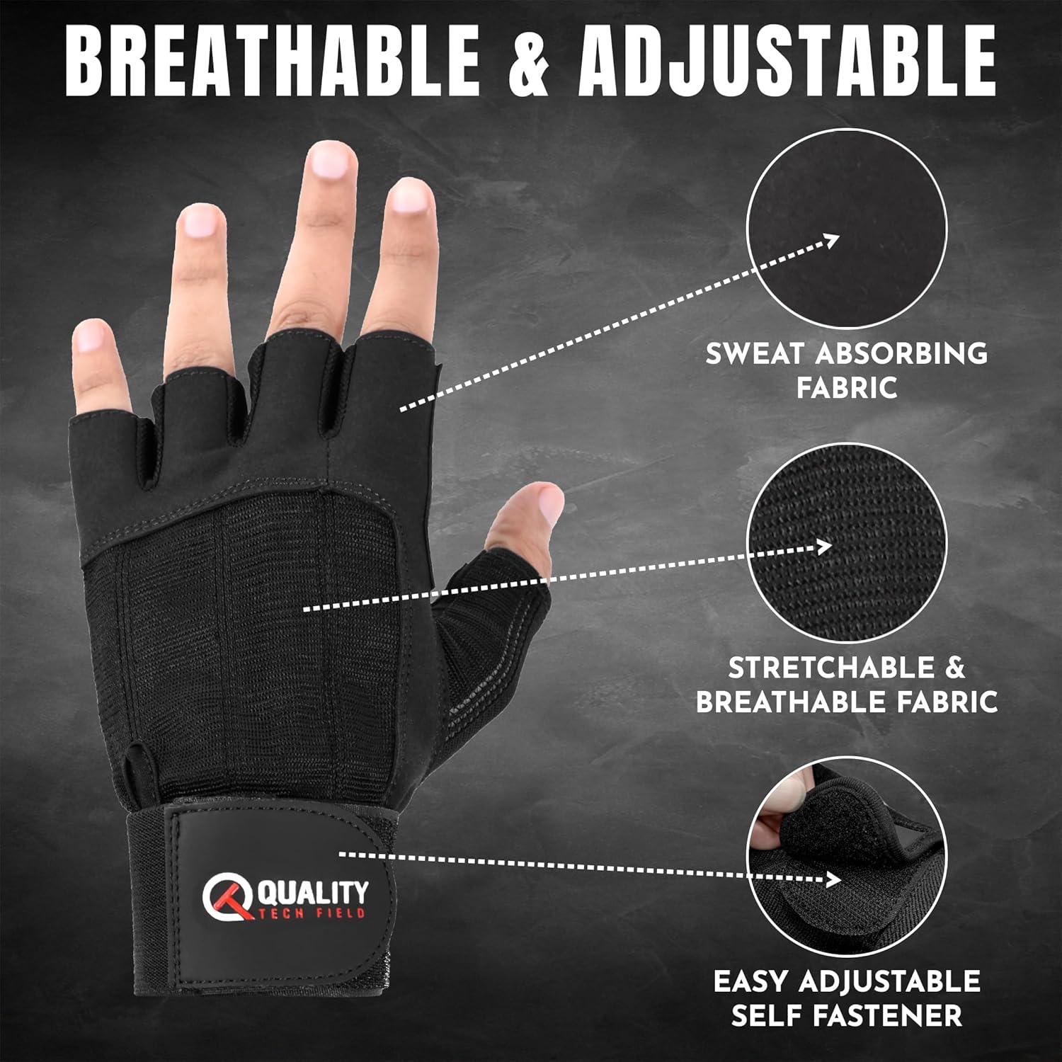 QTF Workout Gloves for Men and Women