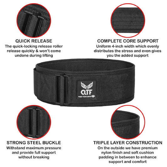 QTF Weight Lifting Belt - Auto Locking Gym Belt